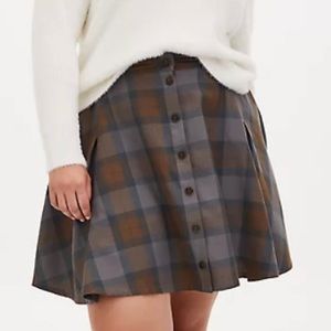 2208 OUTLANDER TARTAN PLAID TWILL WOVEN MINI SKATER SKIRT NWT